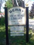 carved library sign